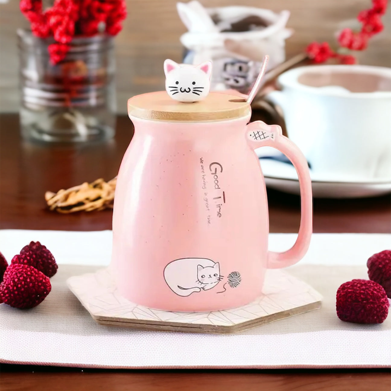 
                  
                    Neko Mug: Tasse Céramique Chat - Rose
                  
                