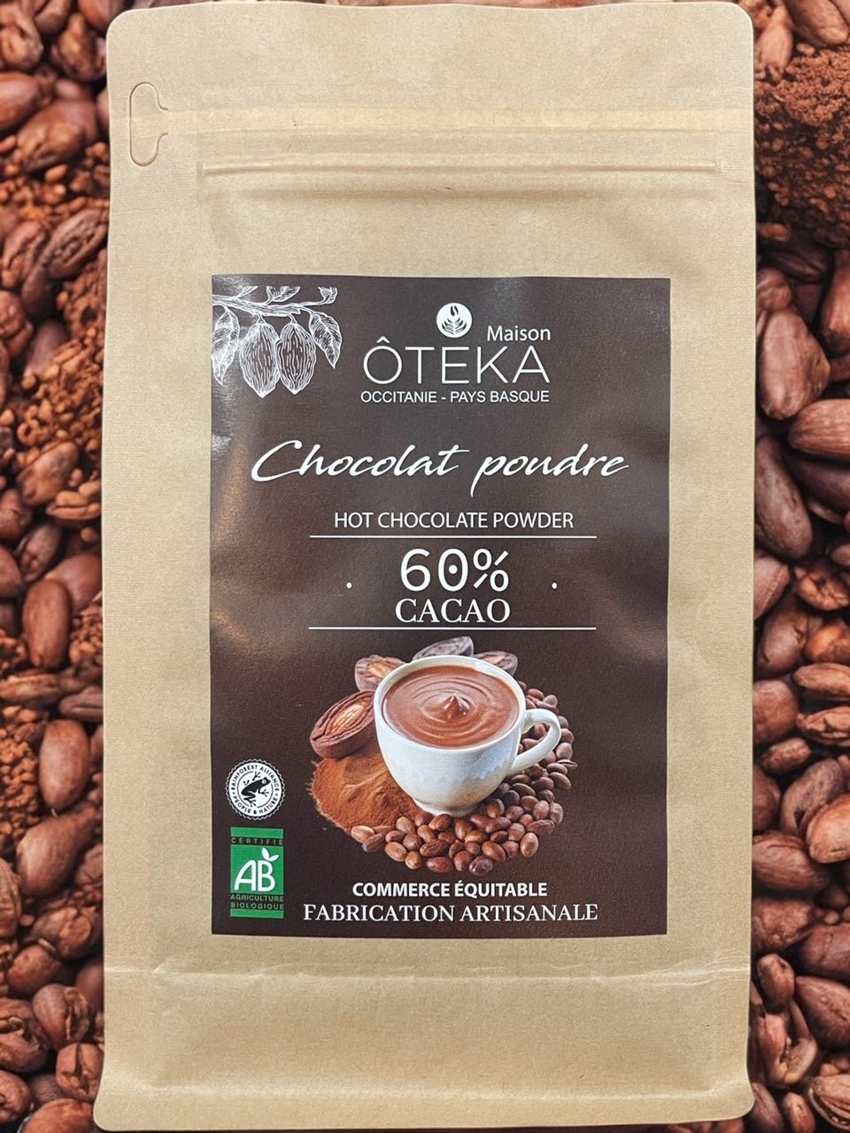 Chocolat en poudre Bio 60% Cacao - Maison ÔTEKA