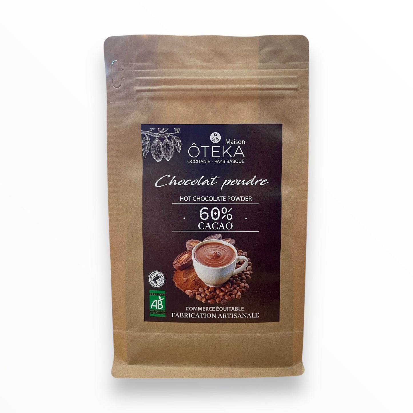 Chocolat en poudre Bio 60% Cacao - Maison ÔTEKA